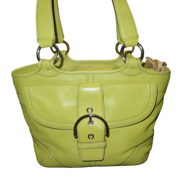 Coach 2004 Soho Canvas & Leather Mini Tote Buckle Front Flap Gorgeous Green! - Picture 1 of 13